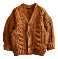 Orange câble tricoter cardigan avec bouton détails sur transparent Contexte - Stock .. png