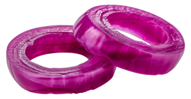 Two purple onion rings are shown side by side - stock .. png