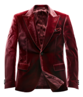 Velvet red blazer with satin lapels for formal events on transparent background - stock .. png