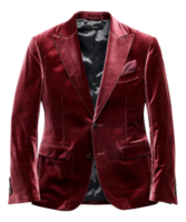 Velvet red blazer with satin lapels for formal events on transparent background - stock .. png