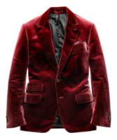 Velvet red blazer with satin lapels for formal events on transparent background - stock .. png