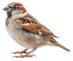 A small brown and white bird with a black beak - stock .. png