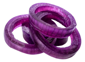 Three purple onion rings are piled on top of each other - stock .. png