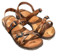 een paar- van bruin sandalen met een band dat gaat in de omgeving van de enkel - voorraad .. png