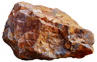 A large rock with a rough surface and a reddish-brown color - stock .. png