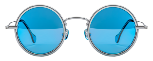 Classic aviator sunglasses with reflective blue lenses, cut out - stock .. png