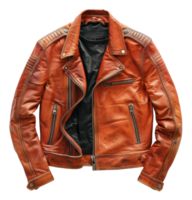 rustique Orange cuir motard veste avec ancien terminer sur transparent Contexte - Stock .. png