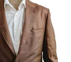 A man is wearing a brown jacket and white shirt - stock .. png