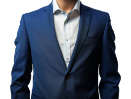 A man in a blue suit with a white shirt and a blue tie - stock .. png