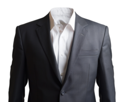 A man's suit jacket is shown with the collar and sleeves rolled up - stock .. png