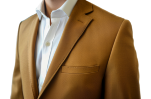 une homme dans une bronzer costume avec une blanc chemise - Stock .. png