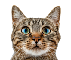 A cat with a blue eye stares at the camera - stock .. png