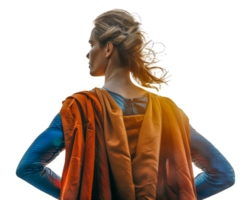Digital art profile of a woman with orange scarf, cut out - stock .. png