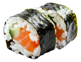 A sushi roll with salmon and cucumber - stock .. png