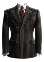 Black pinstripe suit jacket with peak lapel for business on transparent background - stock . png