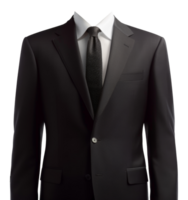 A man is wearing a black suit and white shirt with a black tie - stock .. png