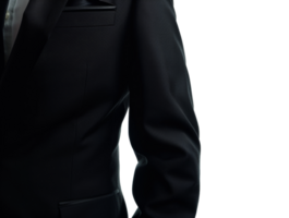 A man in a black suit is standing in front - stock .. png