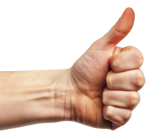 A hand with a thumb up and a finger down, giving a thumbs up - stock .. png