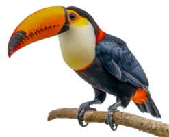 A colorful bird with a long beak is perched on a branch - stock .. png