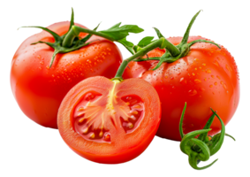 une tomate est Couper dans moitié et a une tige sur il - Stock .. png