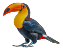 A bird with a yellow beak and black and blue feathers - stock .. png