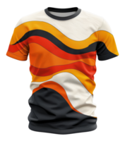 Color block graphic t-shirt with bold abstract design on transparent background - stock . png