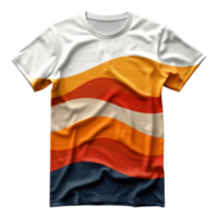 beiläufig Weiß T-Shirt mit horizontal Mehrfarbig Streifen auf transparent Hintergrund - - Lager . png