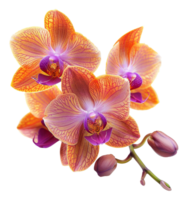 Pink and white orchid blooms with vibrant patterns on transparent background - stock .. png