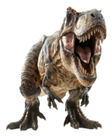 Ferocious tyrannosaurus rex roaring with open mouth on transparent background - stock . png