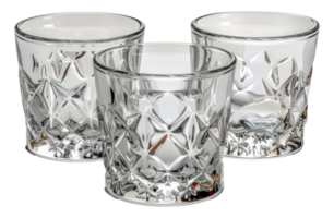 Crystal cut glass tumblers set, cut out - stock .. png