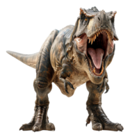 Ferocious tyrannosaurus rex roaring with open mouth on transparent background - stock . png