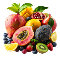 Lush assortment of tropical fruits on transparent background - stock .. png