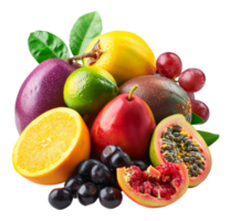 Lush assortment of tropical fruits on transparent background - stock .. png