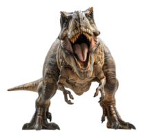 Ferocious tyrannosaurus rex roaring with open mouth on transparent background - stock . png
