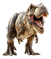 Ferocious tyrannosaurus rex roaring with open mouth on transparent background - stock . png