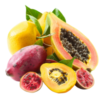 Lush assortment of tropical fruits on transparent background - stock .. png
