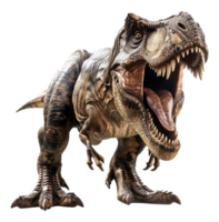 Ferocious tyrannosaurus rex roaring with open mouth on transparent background - stock . png