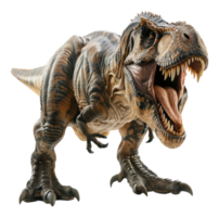 Ferocious tyrannosaurus rex roaring with open mouth on transparent background - stock . png