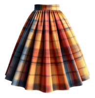 Colorful pleated skirt in autumnal plaid pattern on transparent background - stock .. png