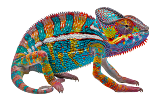 Colorful chameleon, cut out - stock . png