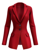 A woman in a red jacket with a black button - stock .. png