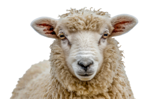 fechar retrato do ovelha com encaracolado lã lã png