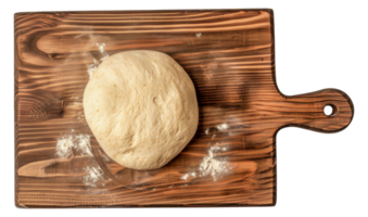 A piece of dough is sitting on a wooden cutting board - stock .. png