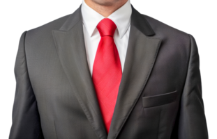 A man in a suit and tie with a red tie - stock .. png