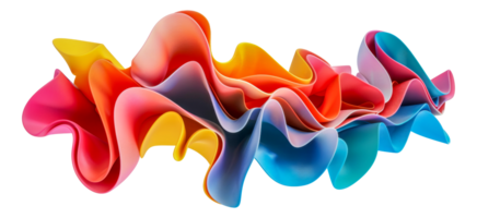 Fluid colorful waves resembling silk textures, cut out - stock .. png