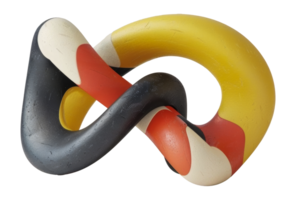 Abstract rubber bands intertwined in red, yellow, and black png