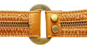 A brown leather belt with a gold buckle - stock .. png