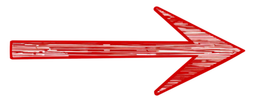 Hand-painted red arrow, cut out - stock . png