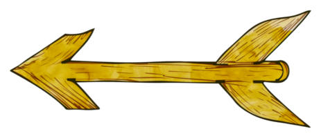 Bold yellow brushstroke arrow, cut out - stock . png