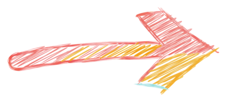 Crayon-drawn multicolored arrow, cut out - stock .. png